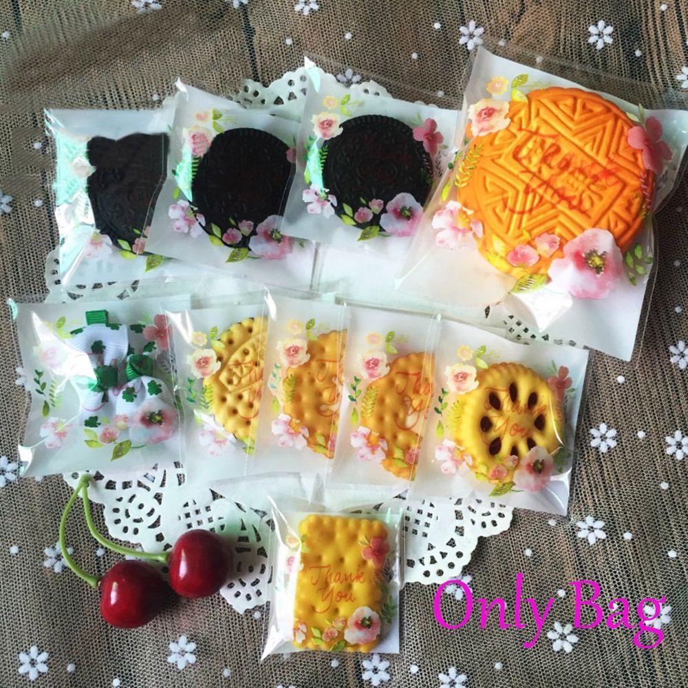 100pcs   4 Sizes Hot Wedding Favors Plastic Thank You Candy Bag Cookie Package Self-Adhesive