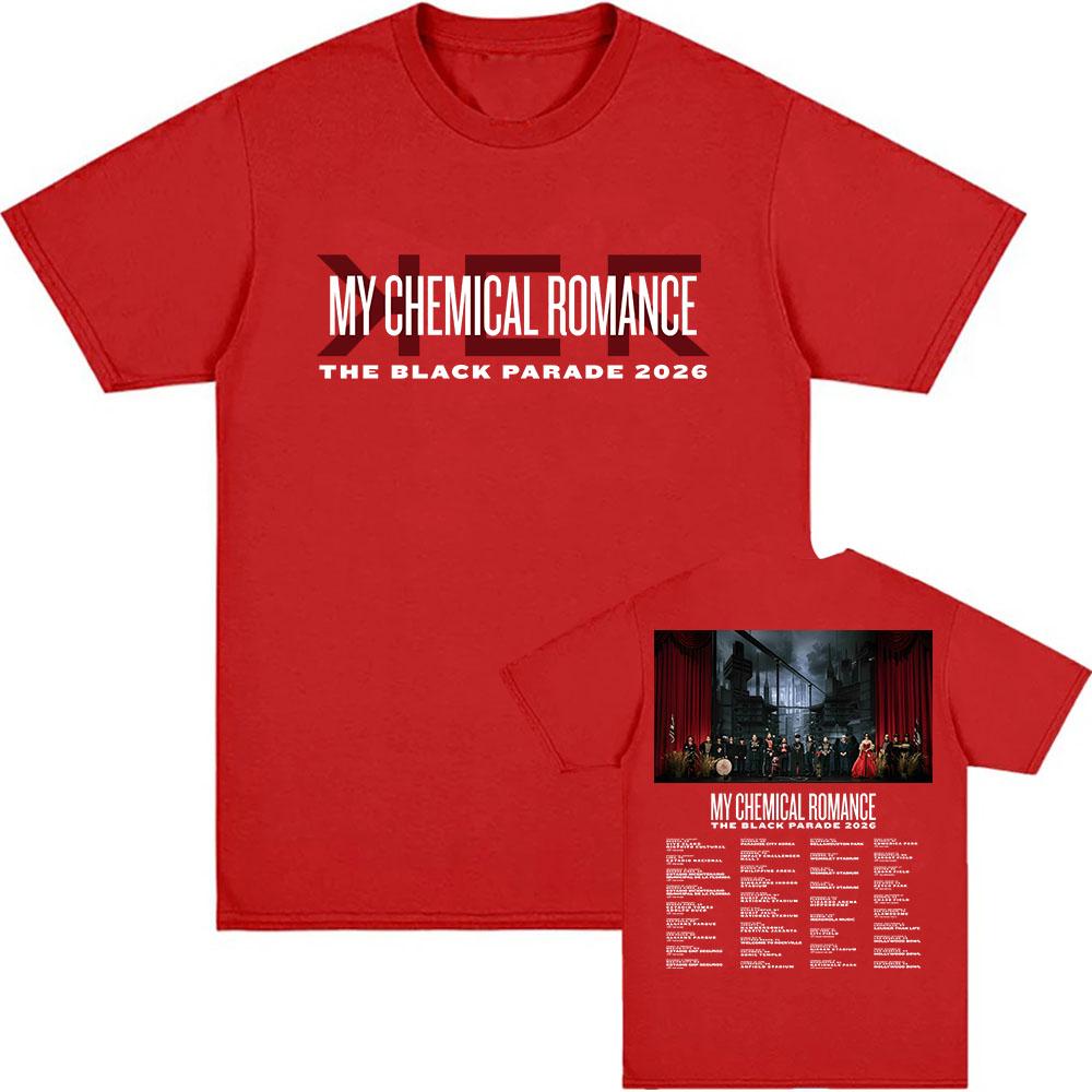 THE BLACK PARADE 2026 Tour Tshirt Rock Band My Chemical Romance Tshirts Short Sleeve Cotton Loose T Shirt Unisex Streetwear Unisex