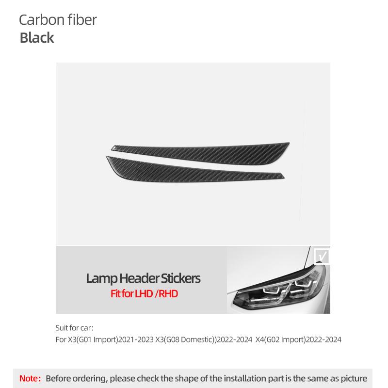 For BMW X3 G01 G08 -2024 X4 G02 Carbon Fiber Headlights Eyebrow Eyelids Sticker Strip Performance Decoration Car Accessories