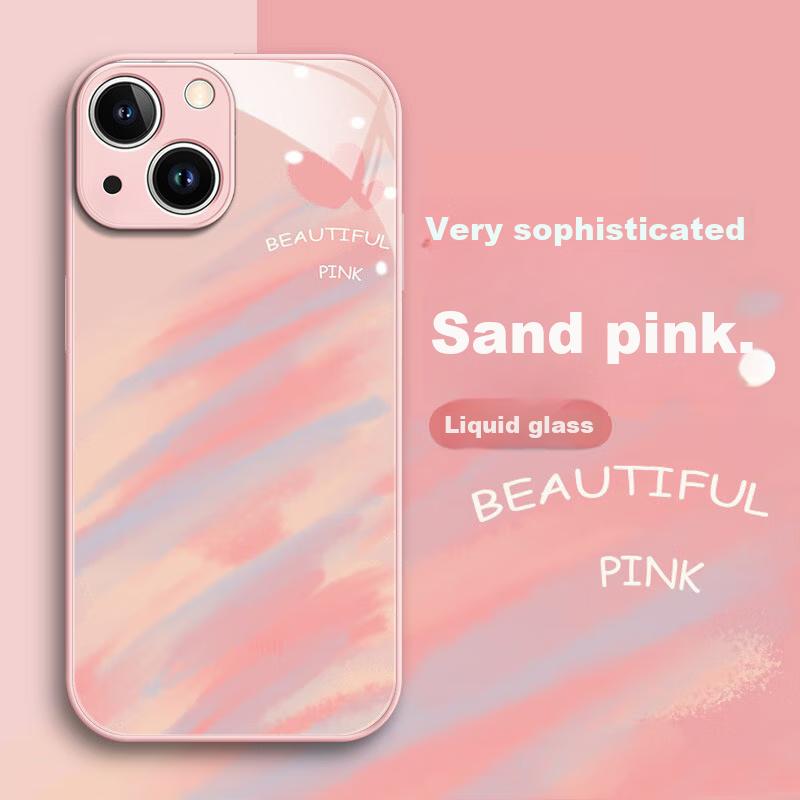 Liquid Glass Hard Backplate Soft Case for Apple IPhone 13, Full Protection, Excellent Feel, Fresh Design for Girls And Boys, Stylish And Shockproof