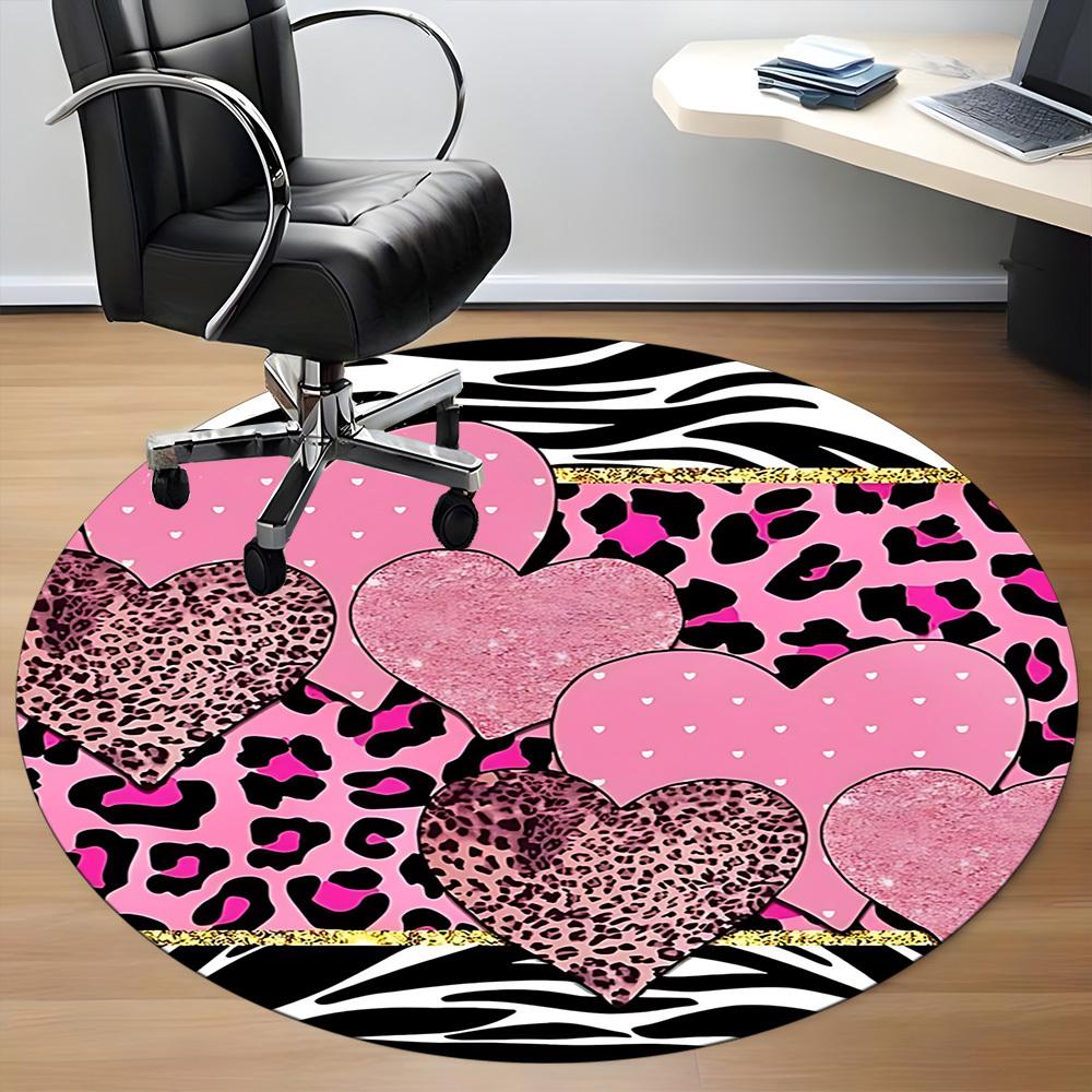 1pc Heart Print Chair Carpet for Office, Non slip, Soft and Durable Office Rug for Interior Decoration