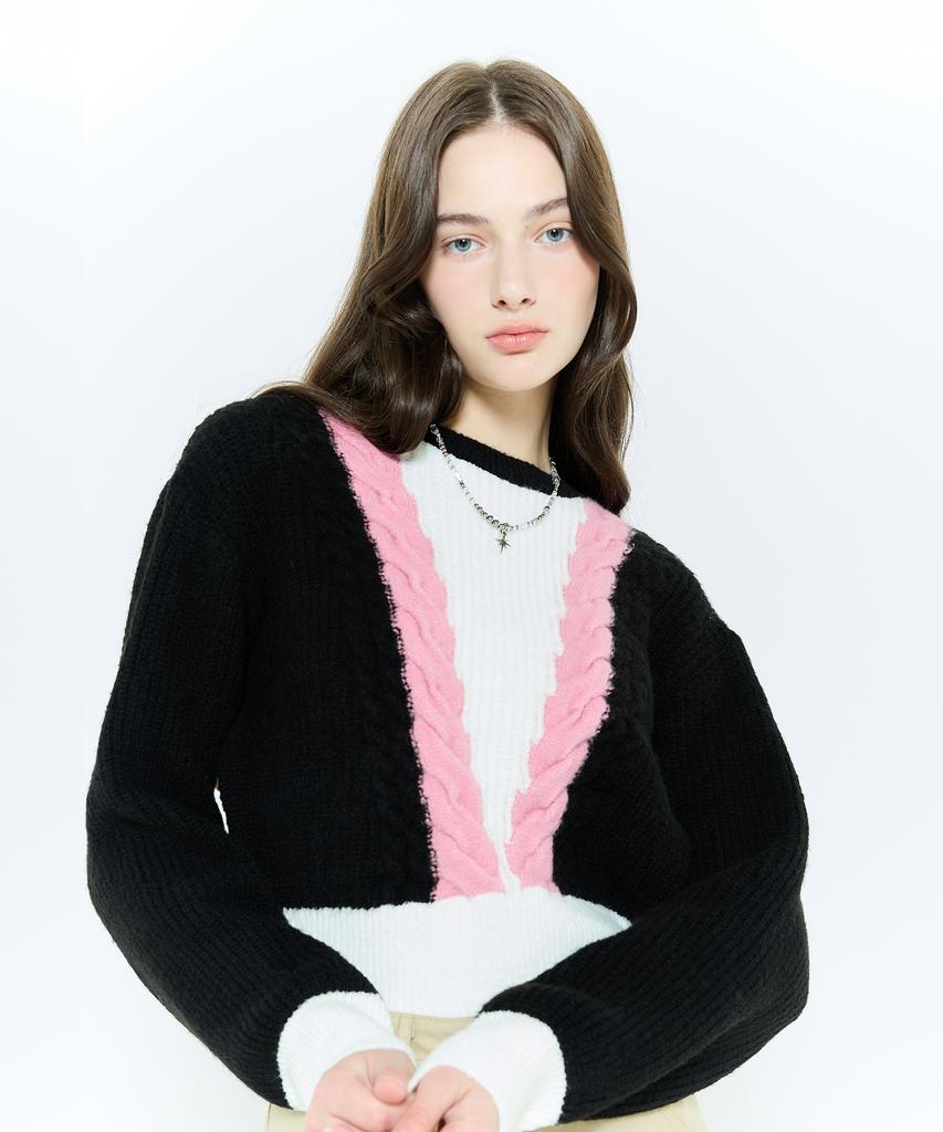 LARTIGENT L6 Cable Color Knit(Pink)