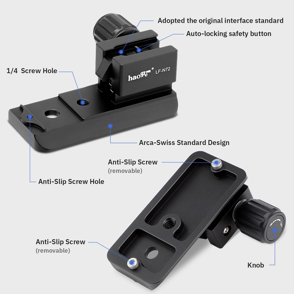 Haoge Lens Collar Replacement Foot Tripod Mount Ring for Nikon Nikkor ED VR I FL ED and 500mm PF ED VR Lenses with Arca Quick Release Plate LF-N72