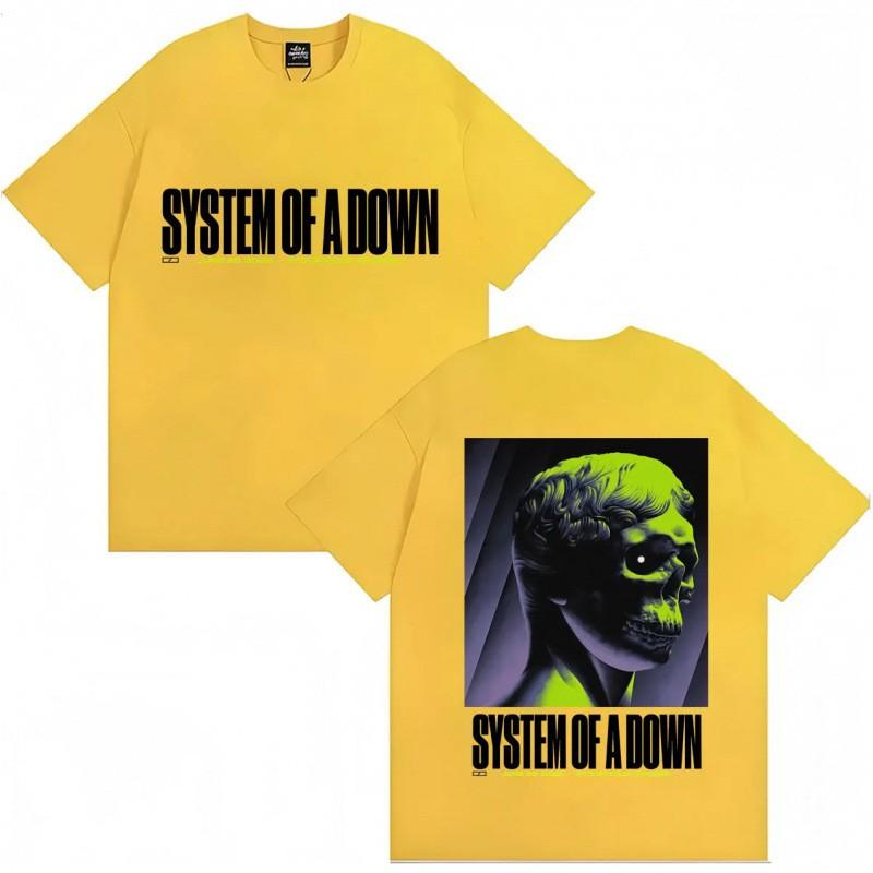 System Of A Down EU UK Тур 2026 Графическая футболка Мужская Хлопок Короткий рукав Уличный стиль Футболка