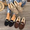 Cotton Shoes Women's Autumn and Winter Flat-soled Velvet Warm Outer Wear Soft-soled Flat-soled Beanie Shoes Fluffy Small Leather Shoes Round-to