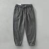 Spring and Summer Baggy Jogging Pants Men Youth Casual Breathable Beach Ramie Cotton Pants Drawstring Elastic Waist Straight Pants