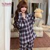 YUZHAOLIN Women's Plaid Long Sleeve Pajama Set