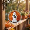 UV Printed Suncatcher Halloween Scary Bat Pumpkin Acrylic Jigsaw Puzzle Suncatcher, Stained Glass Style Unique Sun Catcher Gift Window Hanging