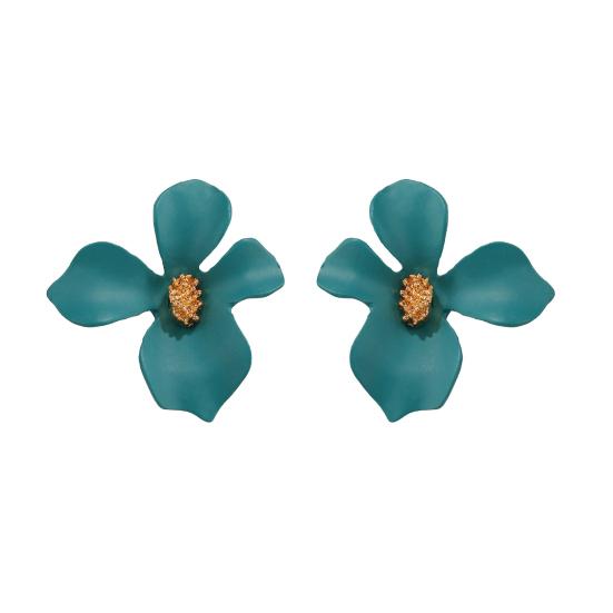 1 пара женских сережек-гвоздиков в форме цветка, гладких лепестков, украшения для ушей, ювелирные изделия для леди