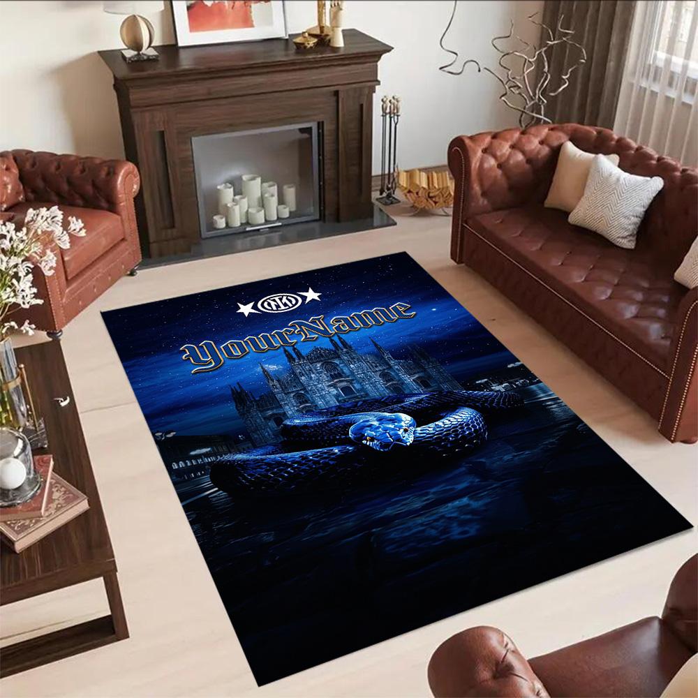 Inter Milan Customize Text Carpet Perfect for Hallway Living Rooms Balcony Entryway Anti-slip Rug Anime Office Decor Best for Christmas