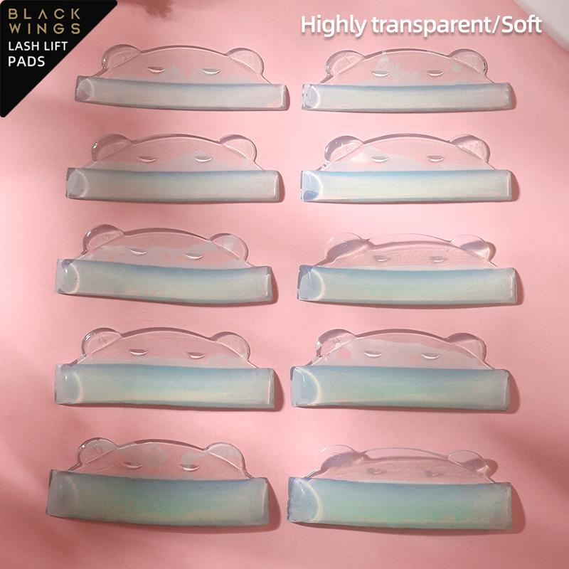 BLACKWINGS 5 Pairs Eyelash Perm Silicone Pads Blue , Curling Pads for Lash Lift, with Size Guide Chart, Hypoallergenic Reusable Accessories