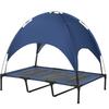 Outdoor Dog Sleeping Spot, Weatherproof Dog Bed, with Canopy, Foldable, 122 x 92 x 108 cm, Blue + Black