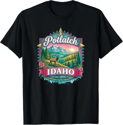 Potlatch Idaho USA Palouse Mountains Elk Summer Fun Souvenir T-Shirt