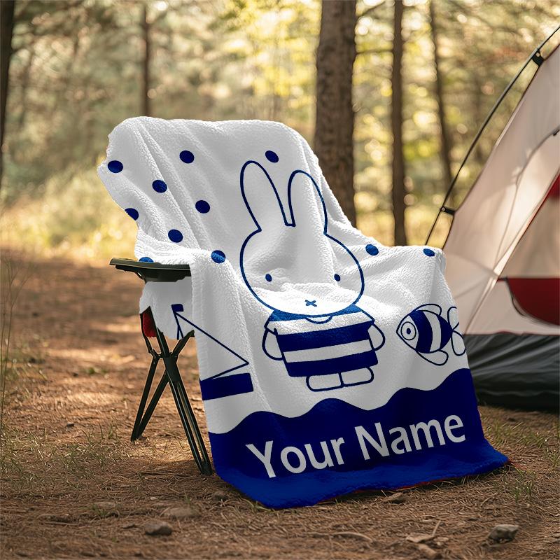 Customizable Miffy Throw Blanket – Personalized Name, All-Season Cozy Snug Blanket, Machine Washable, Personalized Blanket