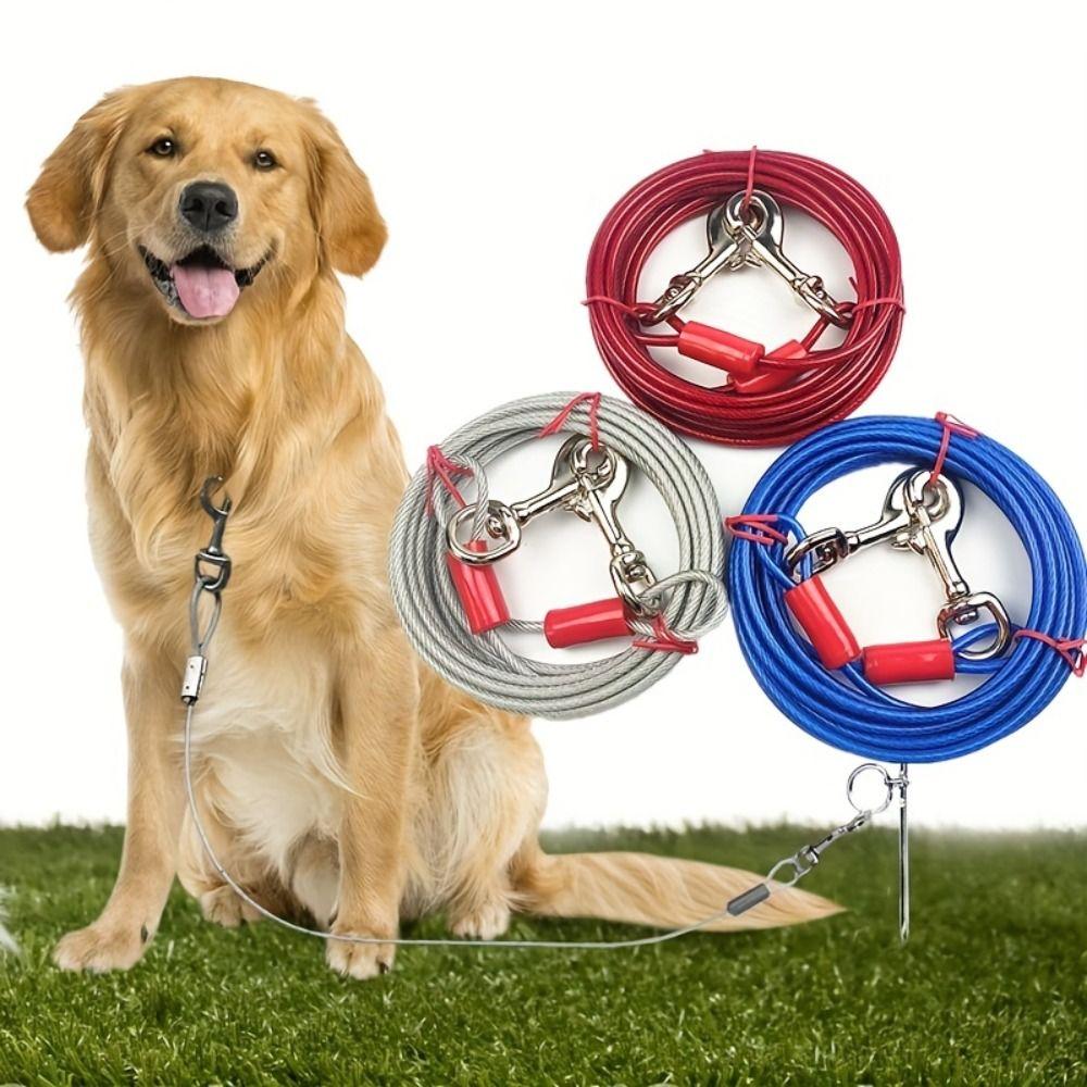 Heavy Duty Dog Tie Out Cable Dual End Snap Hooks Pet Cable Leash Dog Outdoor Supplies for Two Dogs