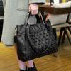 Genuine Leather Women's Bag 2023 New Fashion Brand Female Soft Black Rivet Handbag Large Capacity Shoulder Crossbody Tote Bag