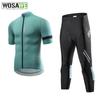 Wosawe Mens Short Sleeve Jersey Road Bike Cycling Breathable Tops Sportswear Shirts Summer Cycling Sets Gel Shorts Reflective Bicycle Outfit