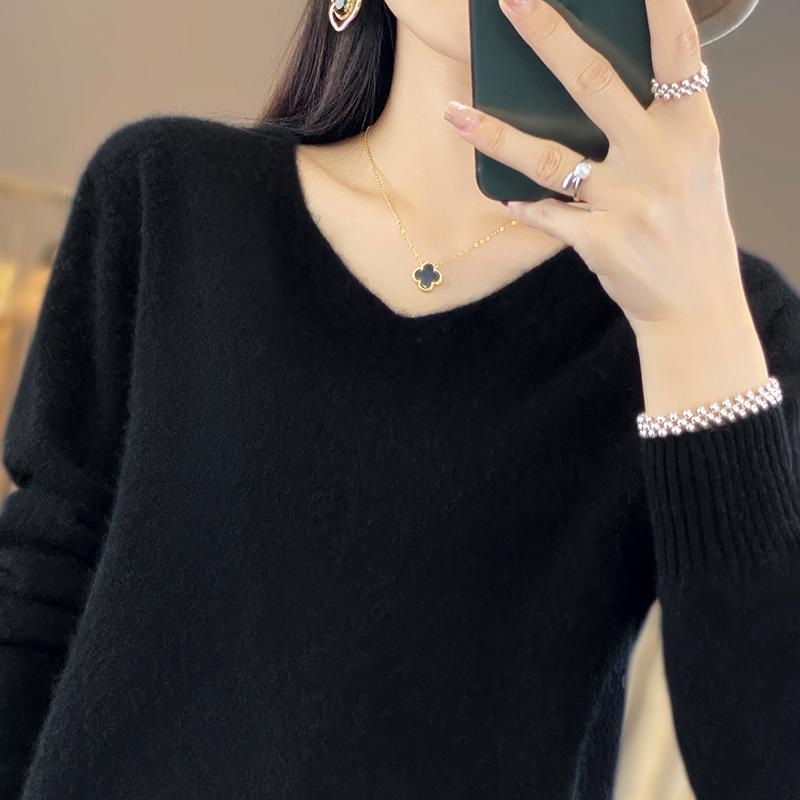 Женский кашемировый свитер Qinghe cashmere 30% кашемир 70% шерсть Женский осенне-зимний кашемировый свитер мягкий и теплый