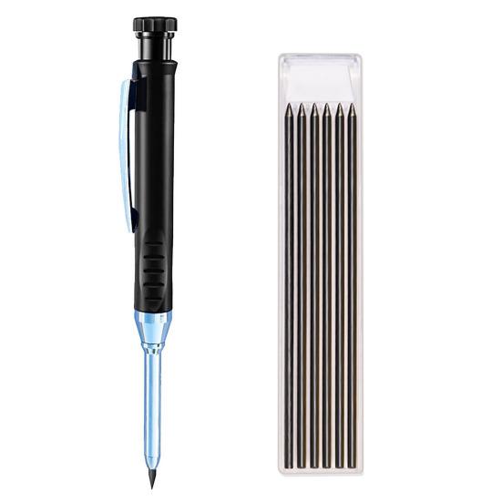 Механические плотницкие карандаши с 6 сменными стержнями, строительный карандаш со встроенной точилкой, маркер с глубоким отверстием и длинным пером для деревообработки, архитектурная маркировка