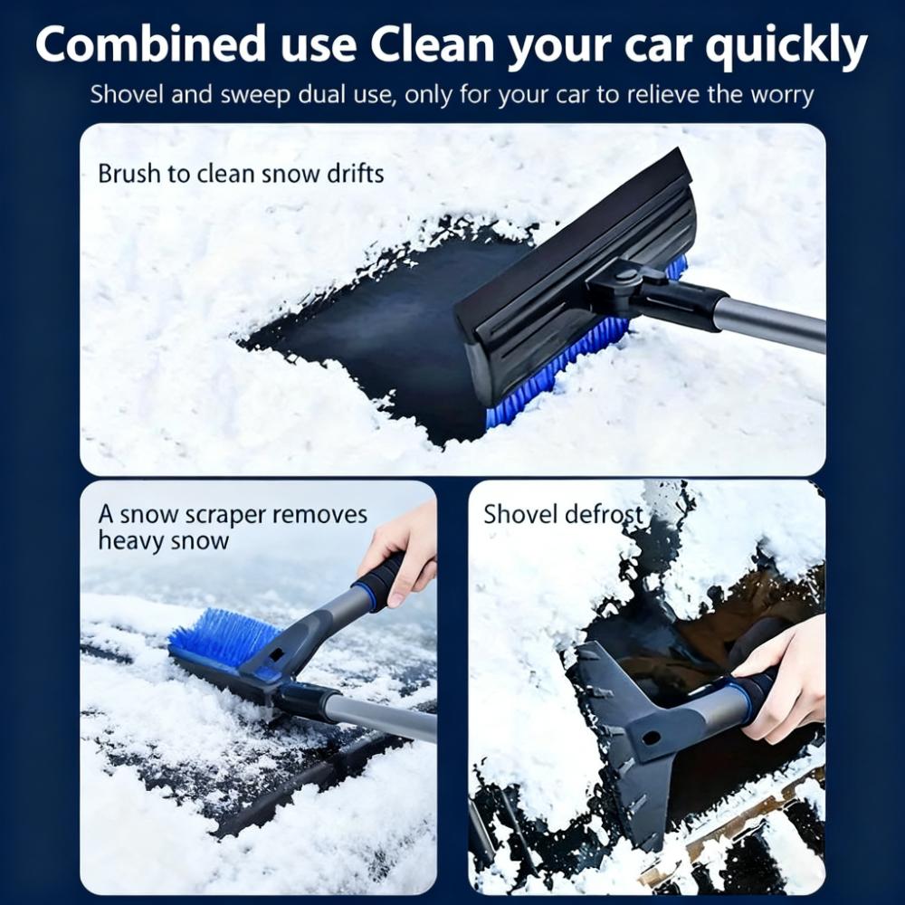 Car mounted snow removal shovel, three in one retractable snow brush, ice removal scraper, snow scraper