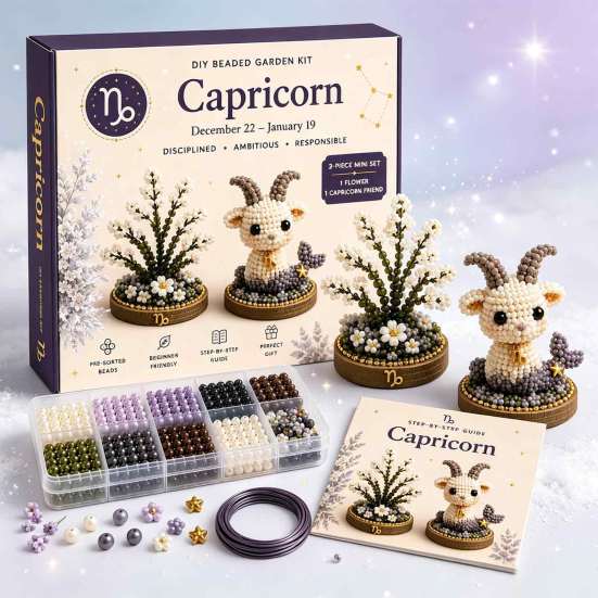 Easy Craft Kits for Beginners 12 Zodiac Signs DIY Beaded Garden Kit, 3D Astrology Flower Personalized Dorm Room Decor Handmade Bead Kit Beginners,