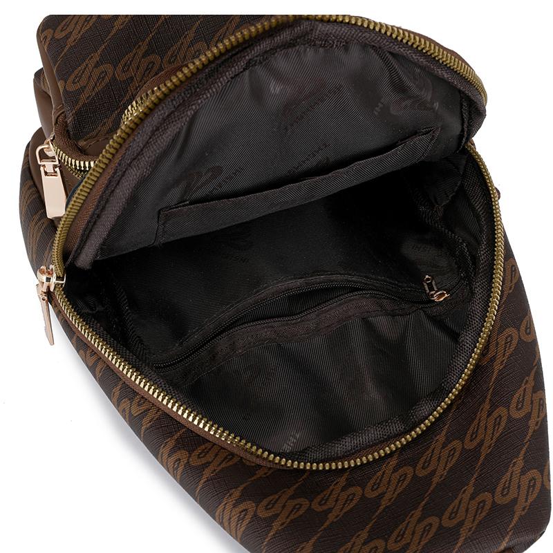 Print Chest Bag Women's Shoulder Bag Multi-Functional Soft Leather Crossbody Bag