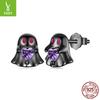 Серьги-пусеты Призрак Любви на Хэллоуин Персонализированные Серьги-пусеты Темный Ветер из Стерлингового Серебра S925 с Покрытием Черным Золотом