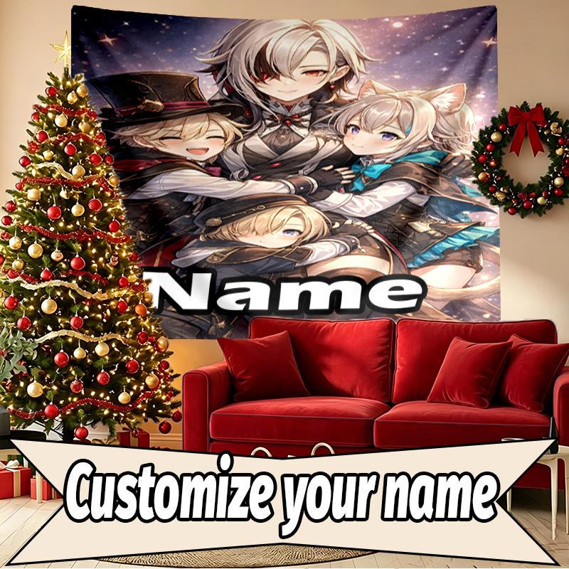 Custom Name Personalized Genshin Impact Print Tapestry, Wall Art Decor, Bedroom, Dorm, Apartment, LivingRoom, Party Backdrop, Gift for Birthday