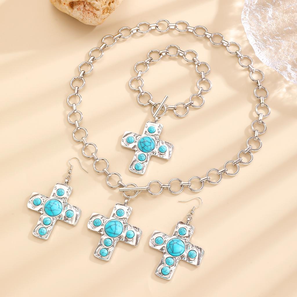 Крест Подвеска Панк Набор Ювелирных Изделий Преувеличенный Большой Y2K для Женщин Вечеринка Ювелирные Аксессуары 1 набор Геометрический Круглый Цепочка Ювелирные Изделия Подарки Ручная Работа