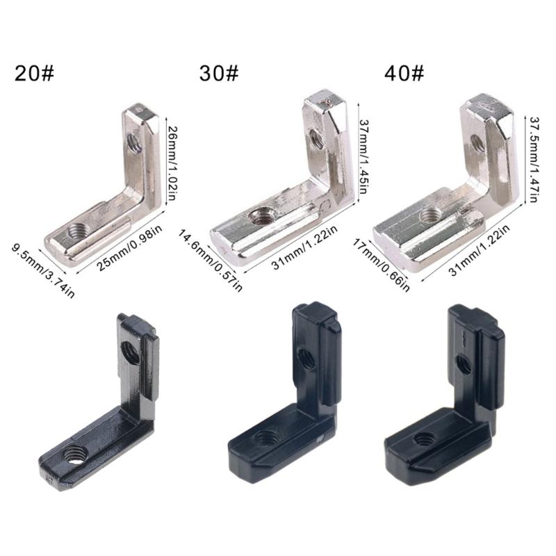 10pcs L Shape Angle Brackets Inner Corner Connectors with Fastening Screws Structural Support Holder for T Slot Profiles