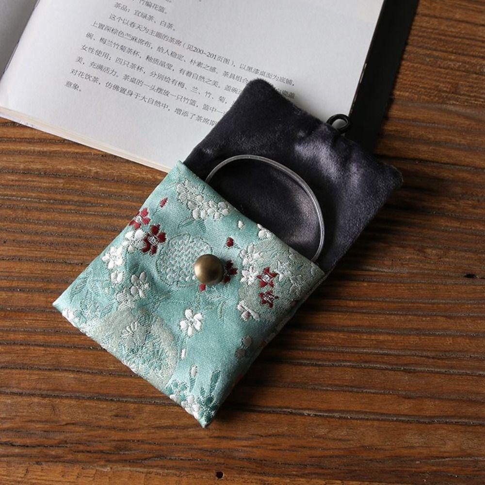 Embroidered Flowers Jewelry Packing Bag Rings Necklace Jewelry Holder Earrings Storage Case Travel