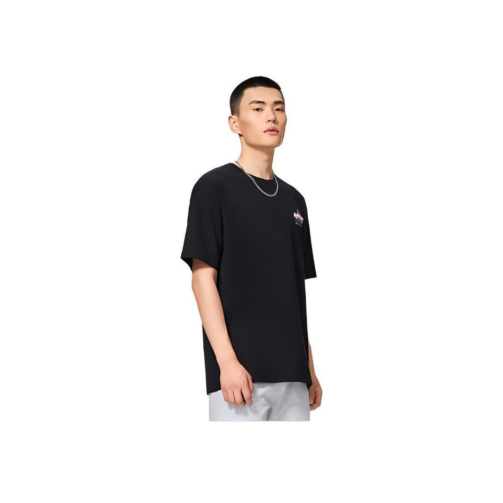 Li-Ning Футболка Wade Series Ice-Sense Loose с коротким рукавом и принтом букв на спине, унисекс, цвет черный AHSS783-7