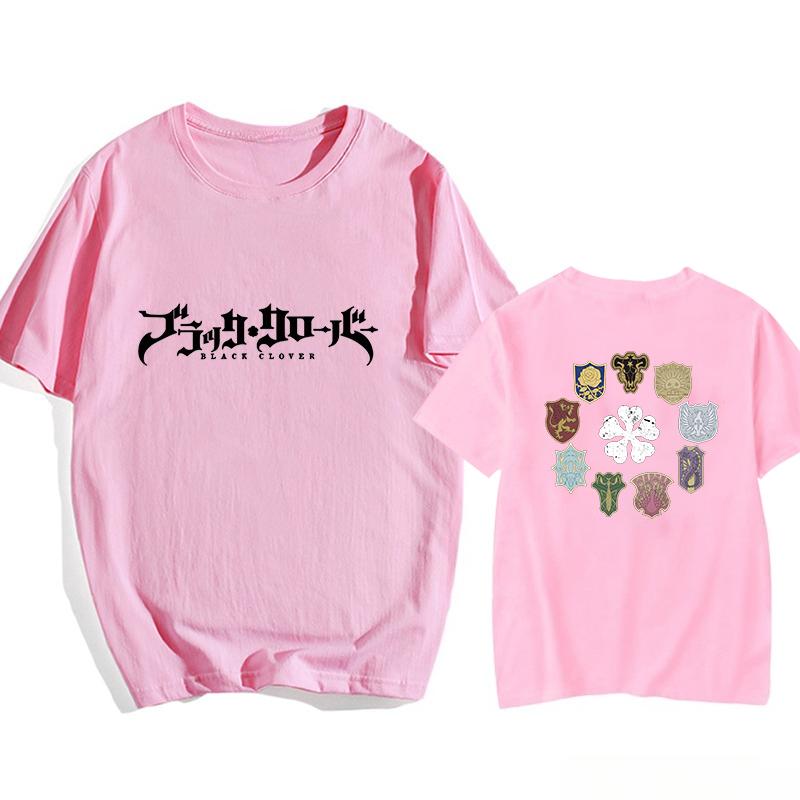 Аниме футболка с принтом узора Чёрный Клевер Уличная Высококачественная Повседневная Футболка Аниме Футболка Топы Футболка Оверсайз Мужская Одежда