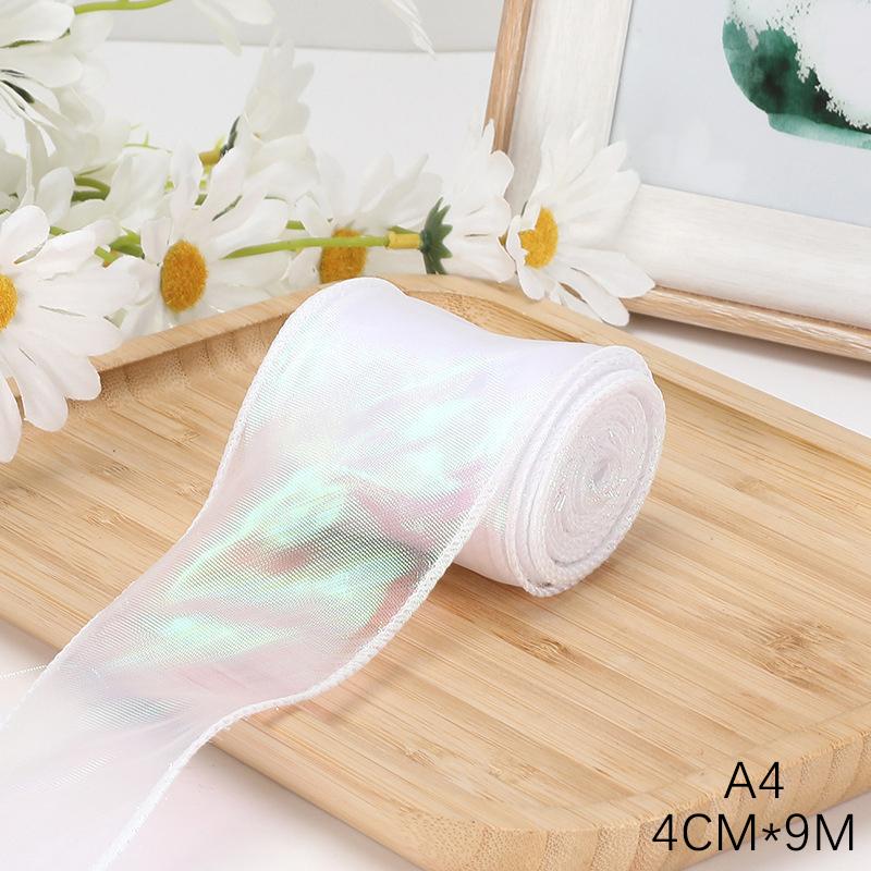 9M 4CM Fishtail Yarn Ribbon For DIY Bow Hair Ornament Bouquet Gift Wrapping Material Wave Silk Ribbons Party Decor