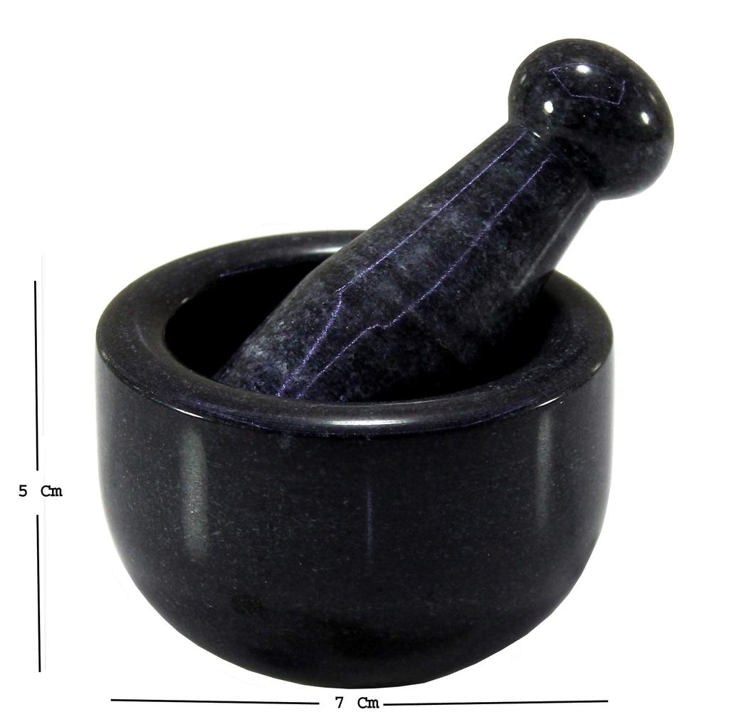 KLEO 3" Diameter Black Natural Stone Mortar and Pestle Set for Spices, Medicine, Pills, Grinder, and Masher - Small Size