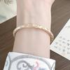 9999 Sterling Silver Hand-Painted Gold Chinese Open Bracelet with Auspicious Words for Women