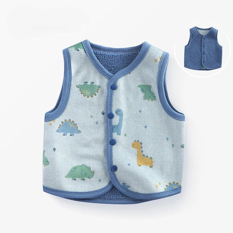 Детский бархатный жилет для малышей и девочек, теплый мягкий зимний жилет, осенняя безрукавка, детская весенняя верхняя одежда с героями мультфильмов