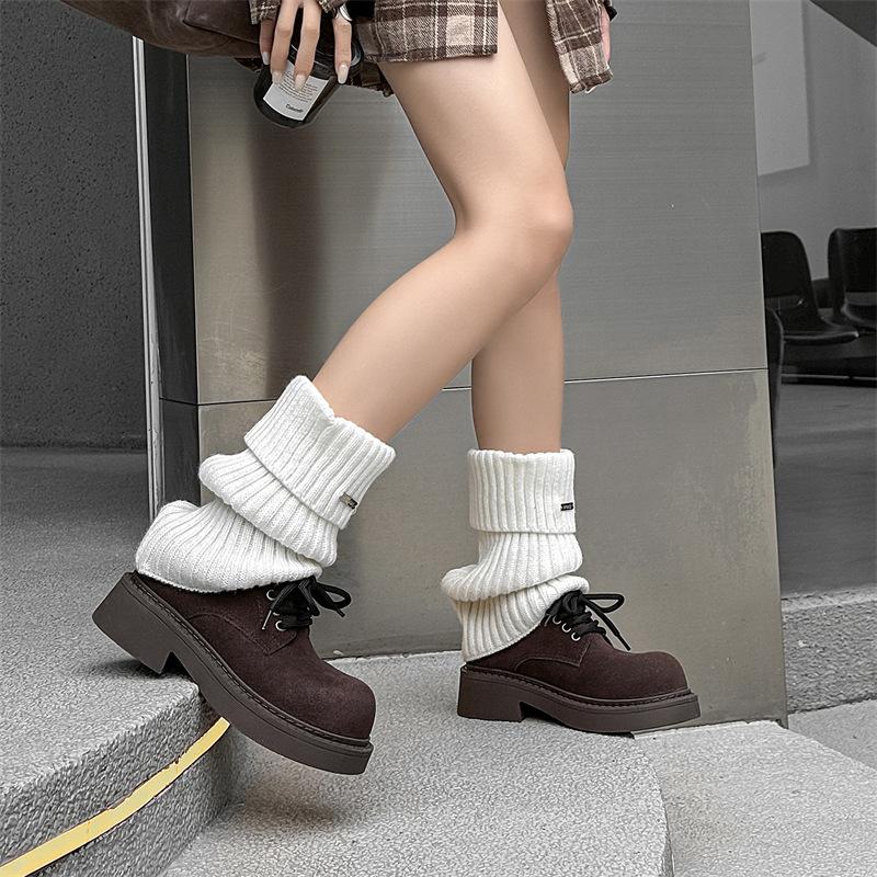 Низкие рабочие туфли, мужские и женские туфли на толстой подошве для повседневной носки, модные туфли Дерби на шнуровке, старые 14706-A