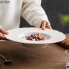 Pure White Striped Ceramic Thick Soup Plate Restaurant Deep Plate Salad Plate Dessert Dish Molecular Cuisine Specialty Tableware