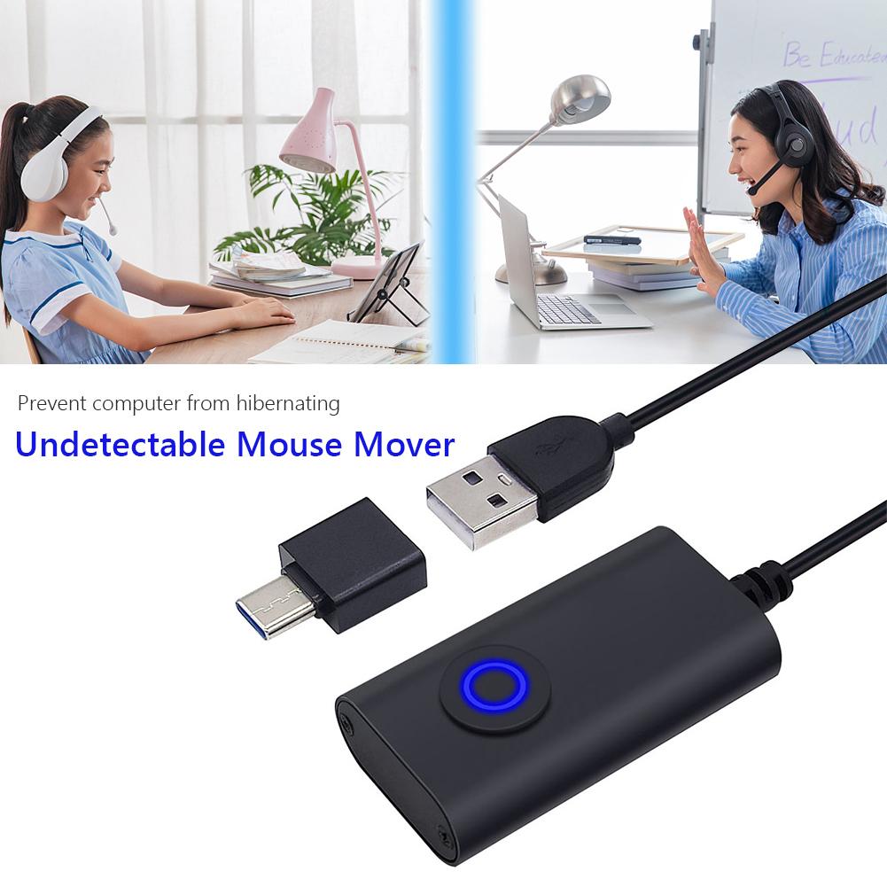 2 в 1 USB Type-C Движитель мыши с переключателем ВКЛ/ВЫКЛ Симулятор движения мыши Бездрайверный шекер для мыши Поддерживает компьютер в активном состоянии