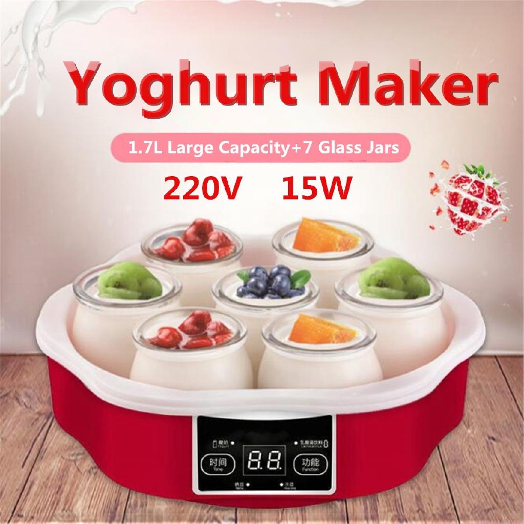 15W Automatic Smart Touchs Screen DIY Yogurt Machine 220V Electric Automatic Yogurt Maker With Timer 7 Glass Jars Container