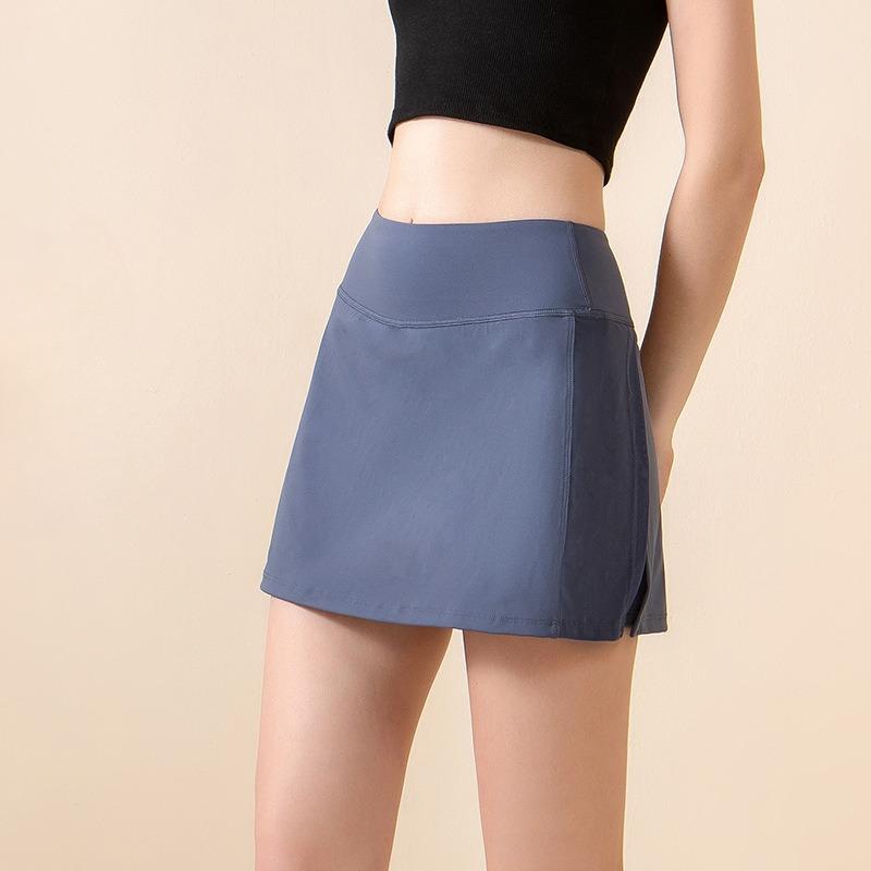 Теннисная короткая юбка Дышащая задняя часть юбки с разрезом Женская спортивная плиссированная юбка для гольфа Повседневные юбки с высокой талией Двухэтажная юбка с карманами