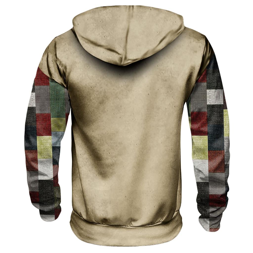 Осенний мужской свитер с большим капюшоном и цифровым принтом, новый большой базовый свитер