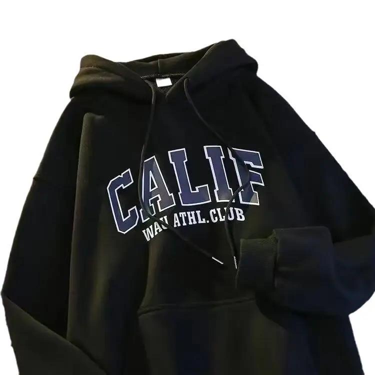 Толстовка с капюшоном, мужская, осенне-зимняя, на флисовой подкладке, утолщенная, свободного кроя, для пар, в стиле праздного стиля, модная спортивная куртка бренда