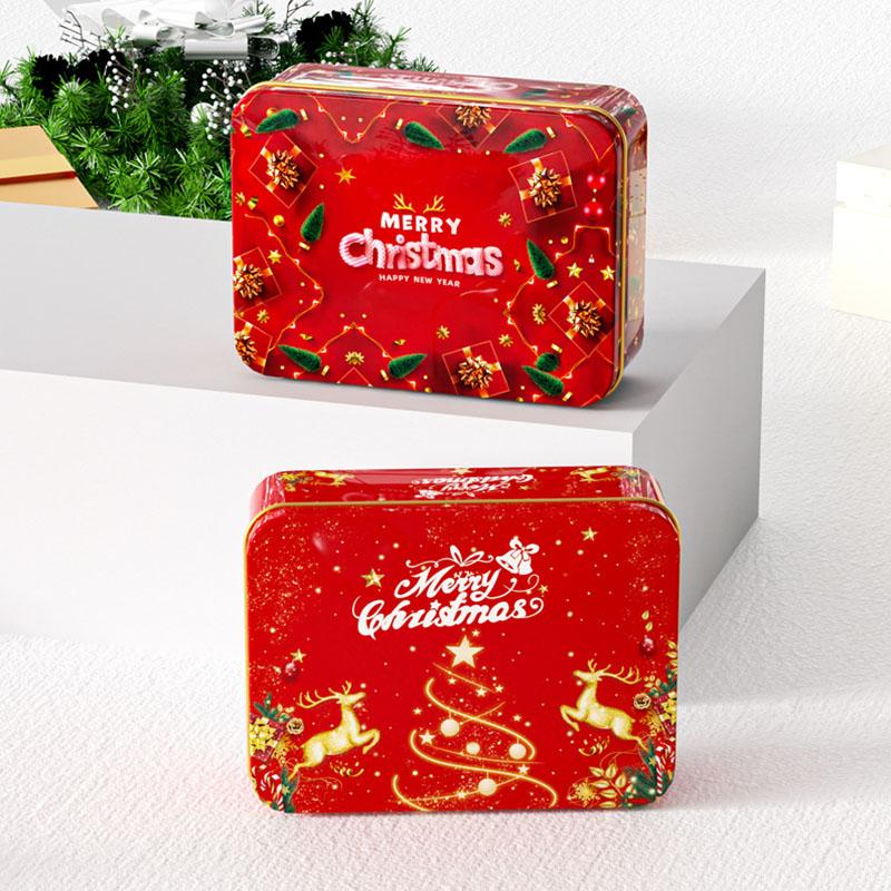 1PC Tin Box Square Candy Box Storage Box Tinplate Box Gift Box Christmas Cookie Box Empty
