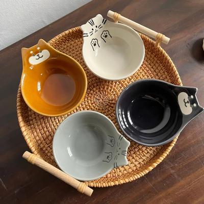 Керамические миски для макания с рисунком в виде японского мультяшного кота, домашняя соусница, кухонные принадлежности, масленка, тарелка для соуса, миска для масла, декор