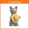Standing Resin Cat Holding Straw Hat Ornament For Home And Photography Props