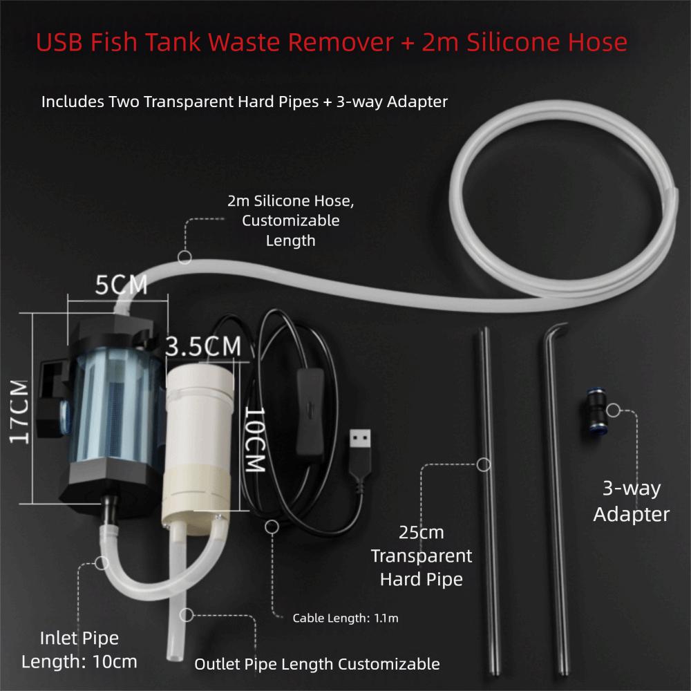 USB Powered Vacuum Gravel Cleaner Low Noise Fish Tank Cleaning Dirt Waste Remover  For Aquarium
