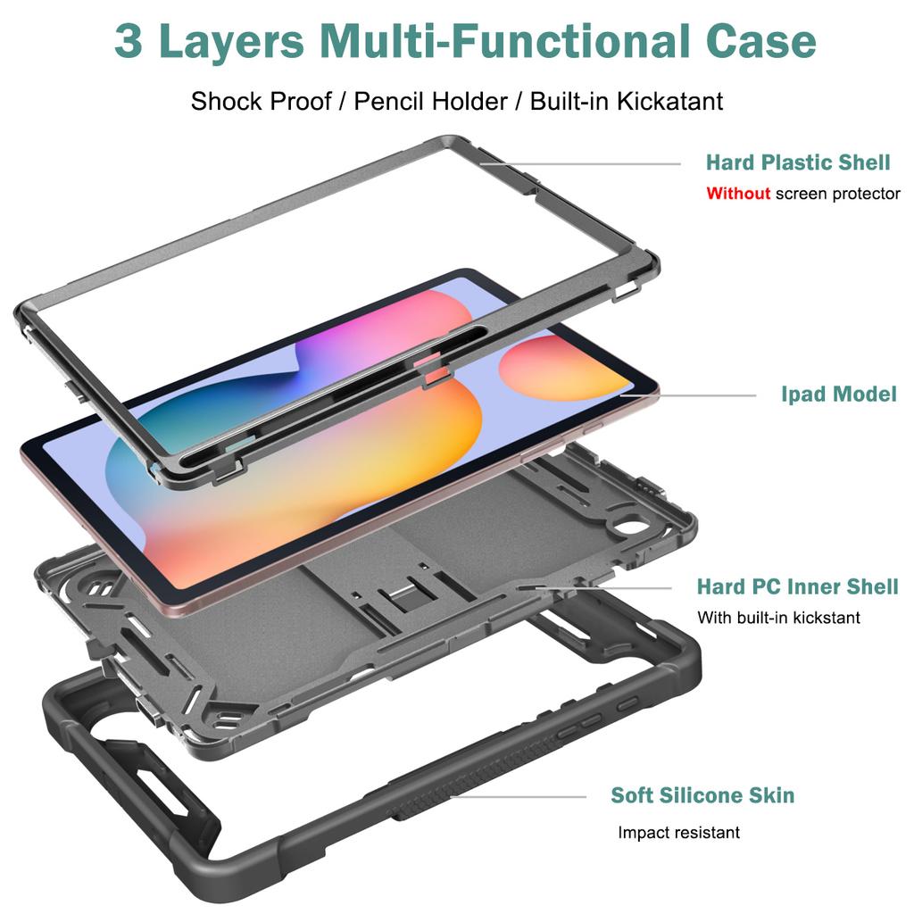 Anti-Slip Hybrid Case Universal For Samsung Galaxy Tab S6 Lite 10.4 2024 2022 2020 SM-P620 P625 P613 P619 P610 P615 Stand Cover