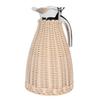 Handwoven Stainless Steel Thermal Coffee   Woven Rattan Body 1.5L 3 Walled Insulated Jug Pitcher 12 Hour Heat 24 Hour Cold Retention
